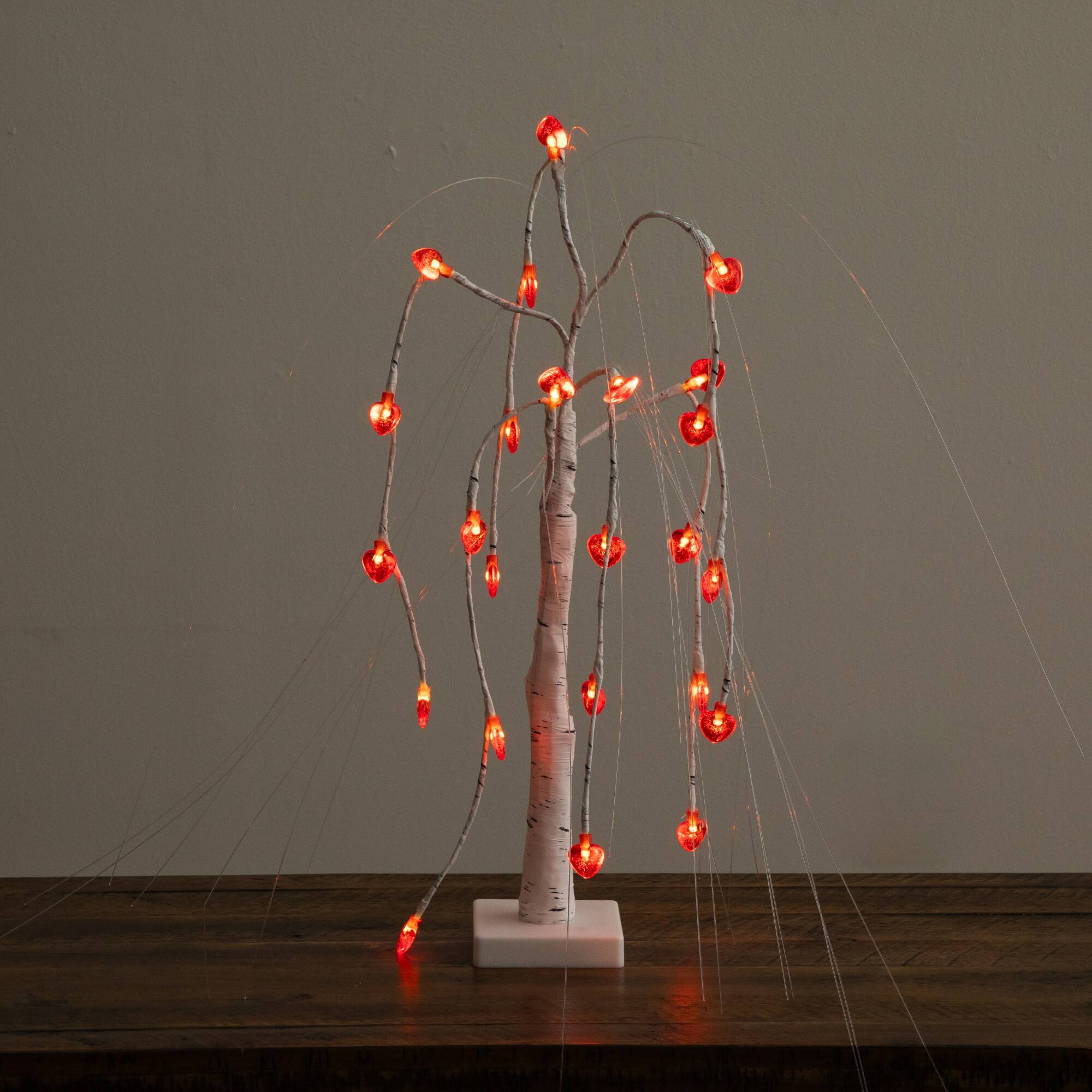 2ft. Pre-Lit Artificial Valentine's Day Willow Tree with 24 Heart Shaped LED Lights
